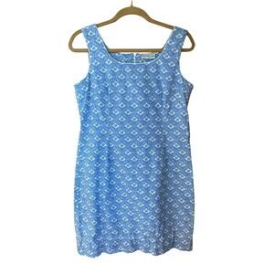 Needham Lane 100% cotton blue and white paisley sleeveless shift dress size 8